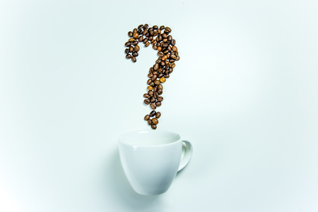 coffee beans composition on a white backgroundの写真素材