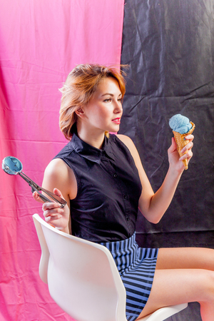 Fashion photo of a beautiful young womanの写真素材