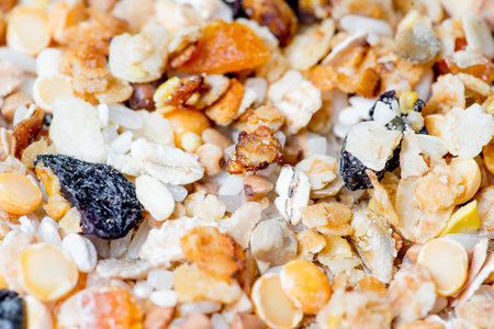 various cereals and groats on a tableの写真素材