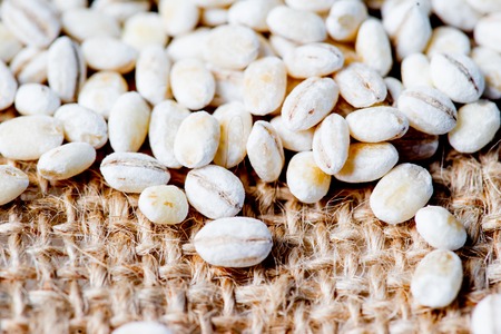 various cereals and groats on a tableの写真素材