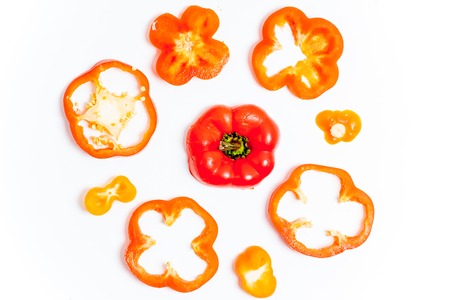 a fresh group of vegetables on white backgroundの写真素材
