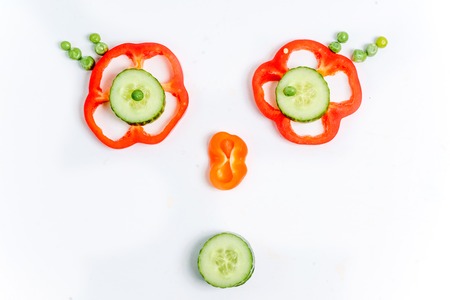 a fresh group of vegetables on white backgroundの写真素材