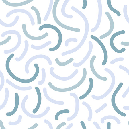 Simple minimalistic seamless pattern with blue swirls. Trendy creative abstract shapes. Hand drawn doodle texture for modern and original textile, fabric, wrapping paper, wall art designのイラスト素材