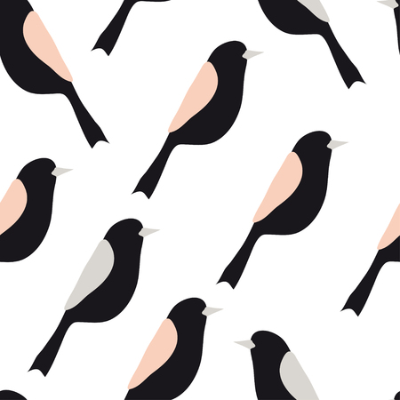 Colorful doodle bird seamless pattern. Texture with flat simple hand drawn birds. Cute background for textile print, wrapping paper, wall art designのイラスト素材