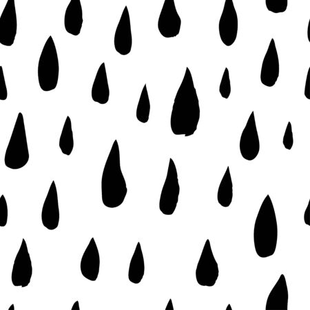 Ink grunge seamless pattern. Hand drawn texture design for textile, fabric. Vector. Black on white abstract background with brush strokesのイラスト素材