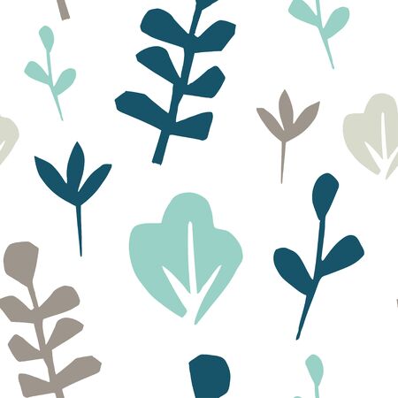 Seamless pattern with abstract cutout flowers and leaves. Modern and original textile, wrapping paper, wall art design. Vector illustrationのイラスト素材