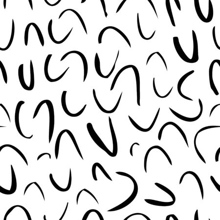 Ink grunge seamless pattern. Hand drawn texture design for textile, fabric. Vector. Black on white abstract background with brush strokesのイラスト素材