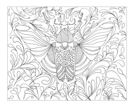 Goliath beetle coloring is simple. A sketch bug drawn by hand for relax and anti stress.のイラスト素材