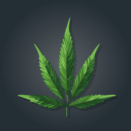 Polygonal vector illustration of a cannabis plant. A marijuana plant. On a gray background.のイラスト素材