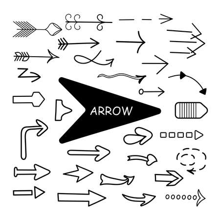 Modern arrow set doodle, great design for any purpose. simple vector illustration. for application; web; button; link;のイラスト素材