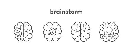 Set of brainstorm line icons. Brain, idea. For UI, web, design.のイラスト素材