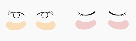Set of patches under eye. isolated on white background. Moisturizing under eye mask during sleep.のイラスト素材
