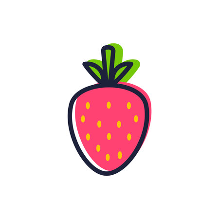 strawberry color icon. line style sign. For mobile concept and web design, poster; app; package. isolated on white background.のイラスト素材