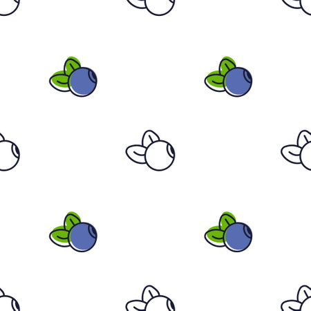 Blueberry seamless pattern with simple berries. Icon child background for wrapping paper and textiles.のイラスト素材