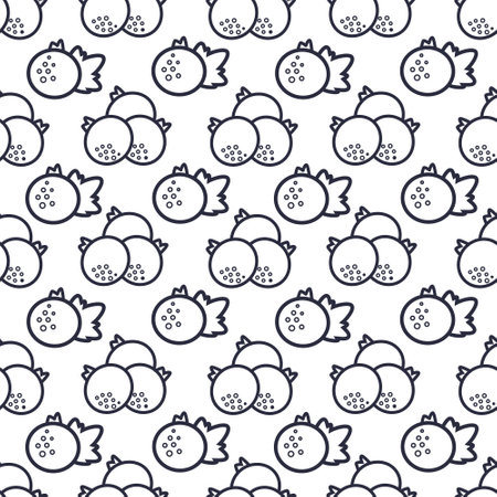 Black currant seamless pattern. cartoon style. For textile, tea or juice label, packaging design.のイラスト素材