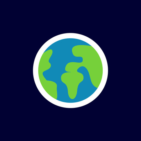 The Earth sticker. An illustration on dark background. Use it for postcards, invitations and scrapbooking; web; banner social media;のイラスト素材