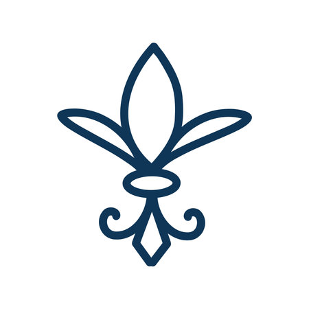 lily flower royal symbols vector icon. Fleur De Lis outline doodle hand drawn. Vector illustration. Design template.のイラスト素材