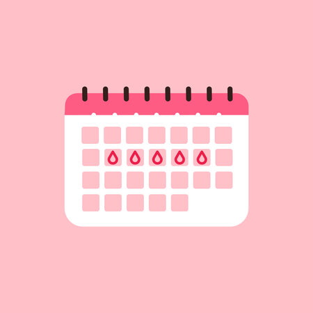 Cute element Calendar planner for menstrual critical days. Checklist schedule for intensity menstruation cycle. Woman period mark blood. vector illustration flat style.のイラスト素材