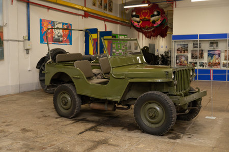 06/06/2020 Russia, Moscow, Mosfilm Museum.military retro carのeditorial素材