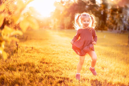 Little girl feeling happyの写真素材