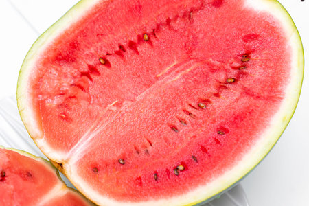 half ripe juicy red watermelon. juicy and ripe watermelon