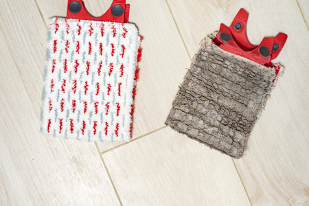 replacing the rag on the mop. old and new comparison