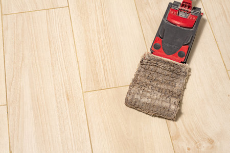 a very dirty rag for cleaning floors on a mop