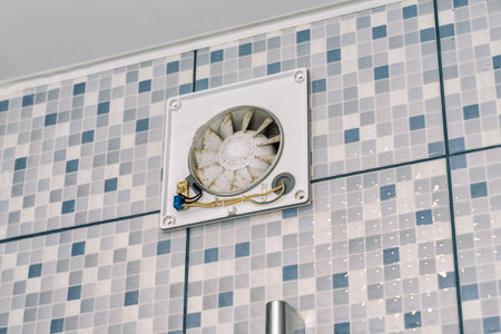 very dirty bathroom exhaust fanの写真素材