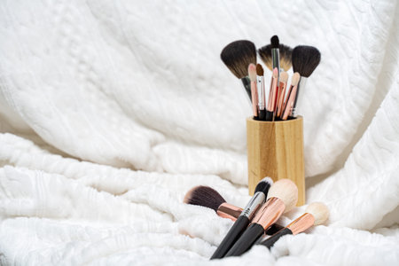 makeup brushes mockup with copy space. design solution for makeup artist