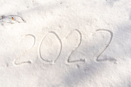 numbers 2022 in the snow. new year concept