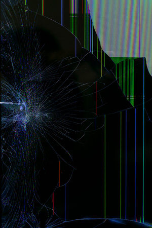 device screen is broken. abstract tech background.