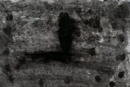 dark gray watercolor background with dark silhouette, monochrome splashの写真素材