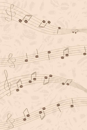 coffee beans on musical notation. mockup for a bannerのイラスト素材