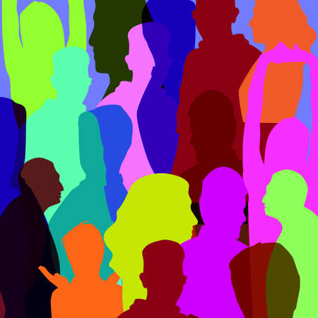 many different people. vector background.のイラスト素材
