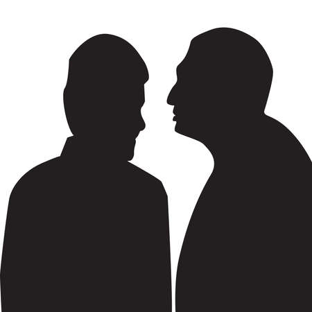 silhouette of talking people on a white background. vector illustrationのイラスト素材