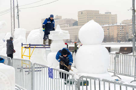 Ice and snow sculpture festival in Gorky Park in Moscowのeditorial素材