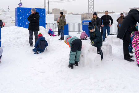 Ice and snow sculpture festival in Gorky Park in Moscowのeditorial素材