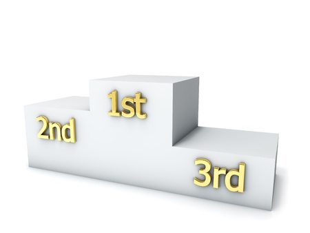 Clear winners award podium isolated on white background.の写真素材