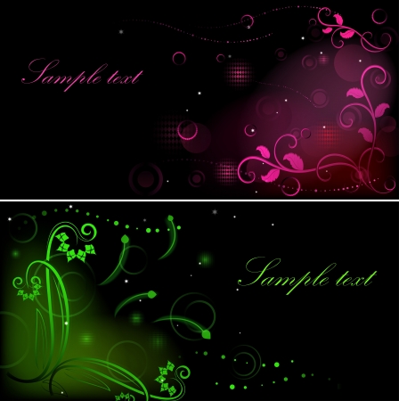 Dark flower graphics banners with copy space のイラスト素材