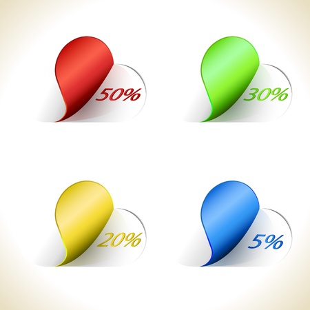 Rounded sticky sale tags isolated on white background のイラスト素材