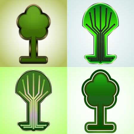 Cyber tree tags set のイラスト素材