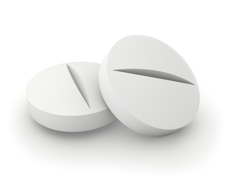 Two tablets isolated on white background の写真素材