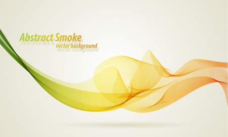 Green and yellow smoky wave vector background with copy space のイラスト素材