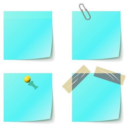 Blue sticky notice papers isolated on white のイラスト素材
