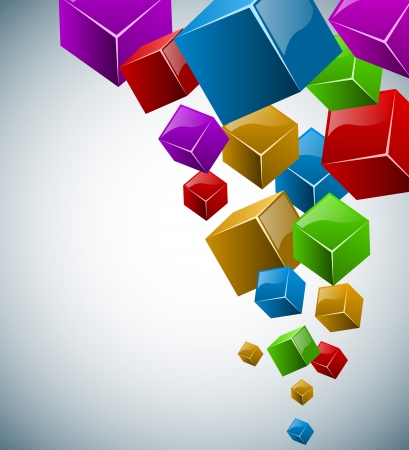 Colorful 3D cubes vector background with copy space のイラスト素材
