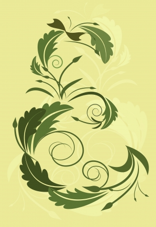 E letter in floral style isolated on yellow background.のイラスト素材