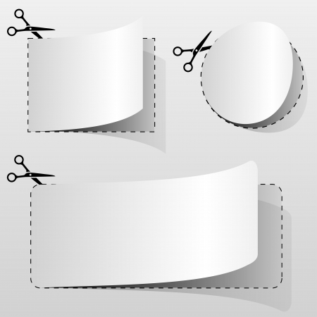 Blank white advertising coupon cut from sheet of paper.のイラスト素材