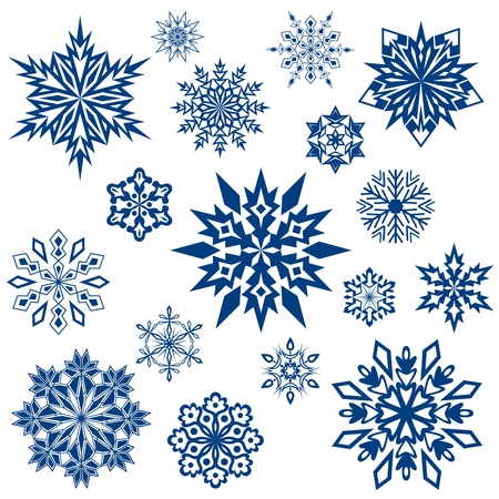 Snowflake shapes collection isolated on white. のイラスト素材