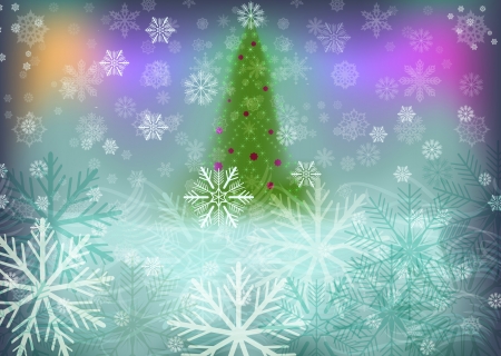 Abstract winter background with green Christmas tree.のイラスト素材