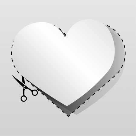 Blank white advertising heart shaped coupon cut from sheet of paper のイラスト素材